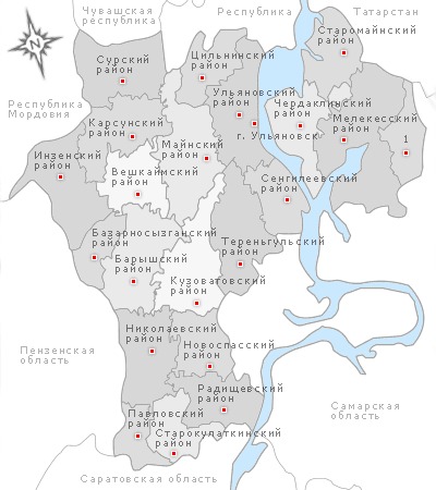 Карта ульяновской области районы